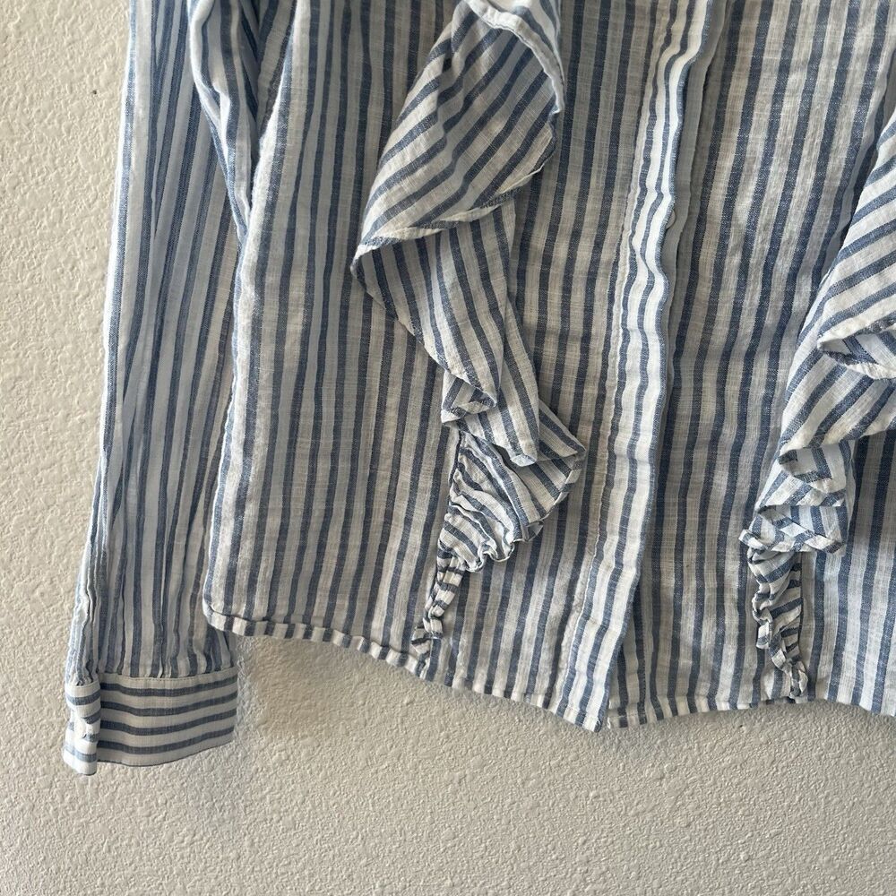 Rebecca Minkoff Blouse Women's XS Ciera Ruffle Top Striped Button Up Victorian - Picture 8 of 15